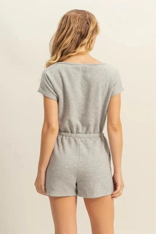 HYFVE Round Neck Short Sleeve Drawstring Waist Romper sold by Unique Kulture product image thumbnail 3
