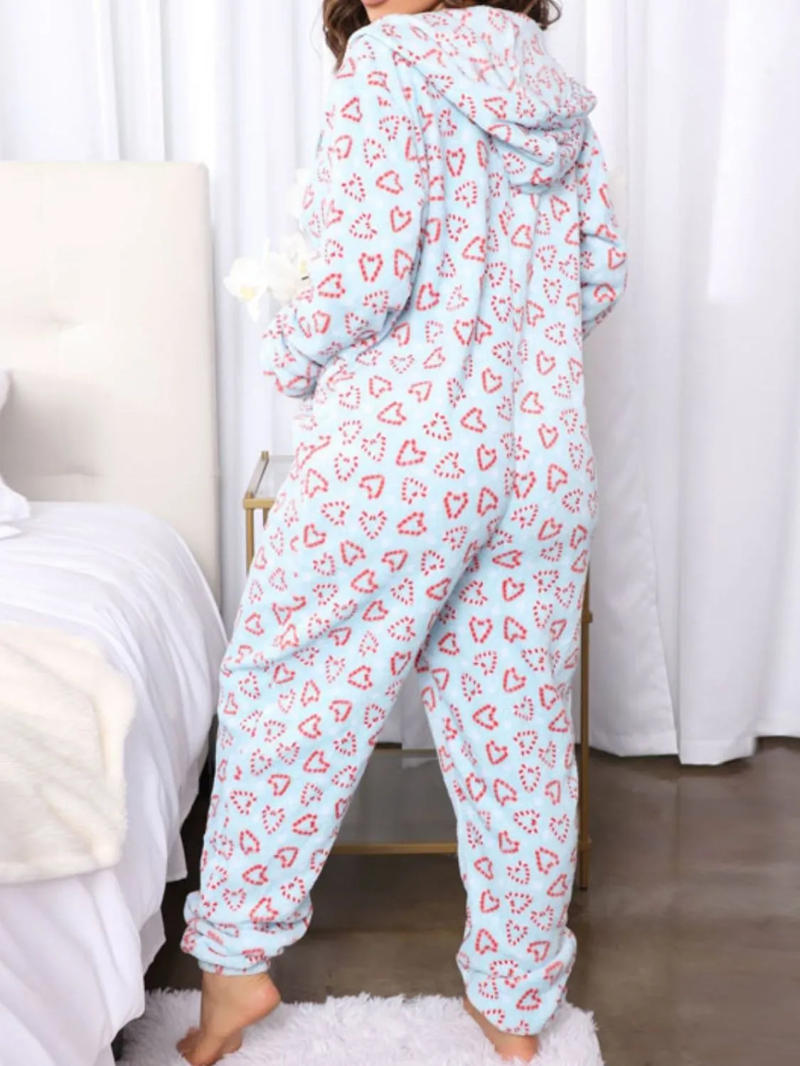Printed Zip Up Long Sleeve Hooded Lounge Jumpsuit sold by Unique Kulture product image thumbnail 5