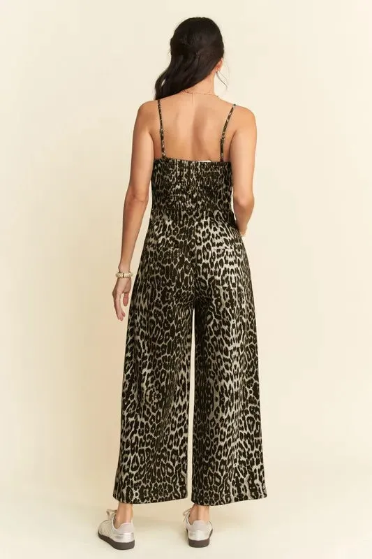 Davi & Dani Leopard Spaghetti Straps Wide Leg Jumpsuit sold by Unique Kulture product image thumbnail 3