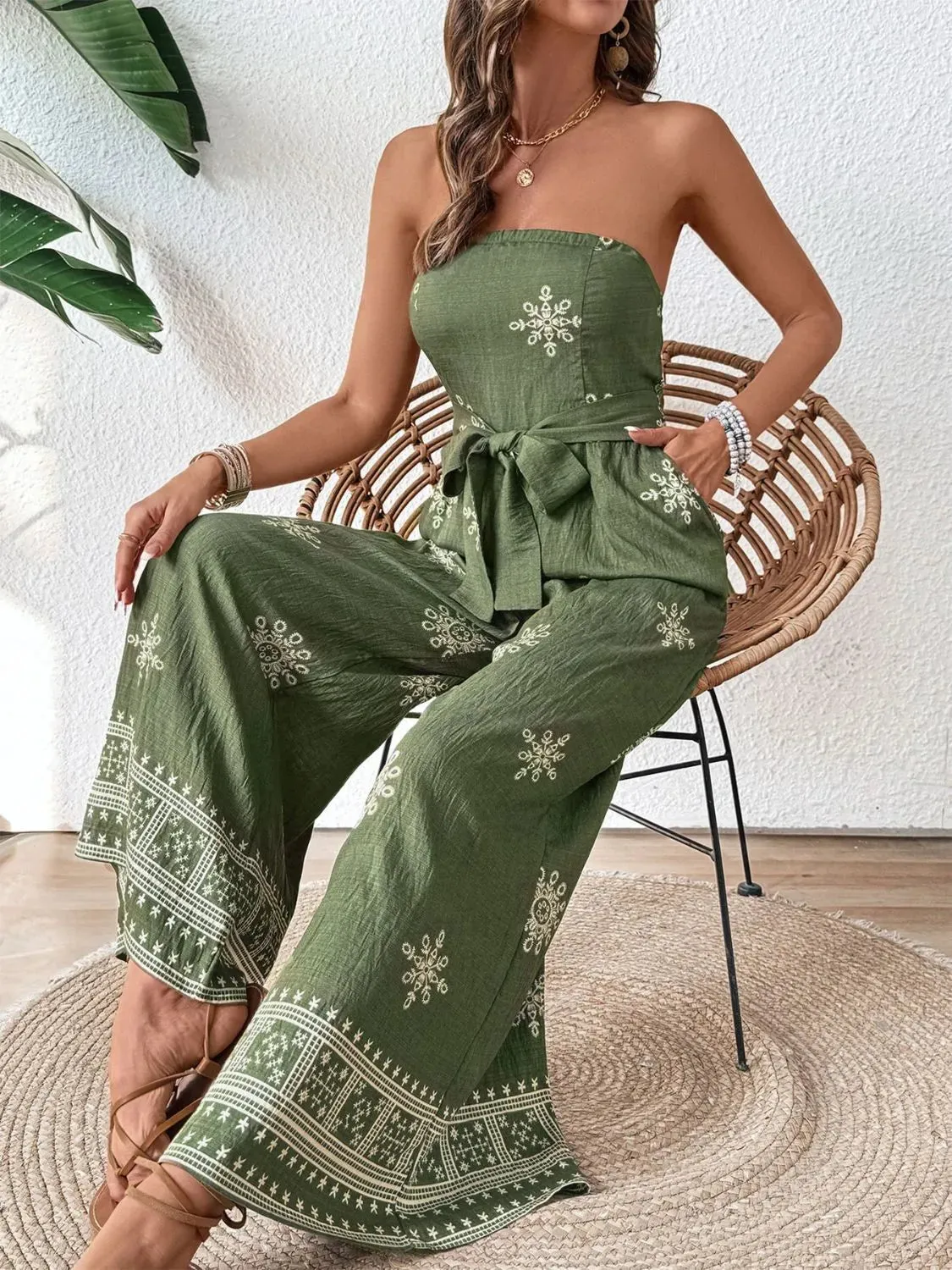 Printed Wide Leg Tube Jumpsuit sold by Unique Kulture product image thumbnail 5