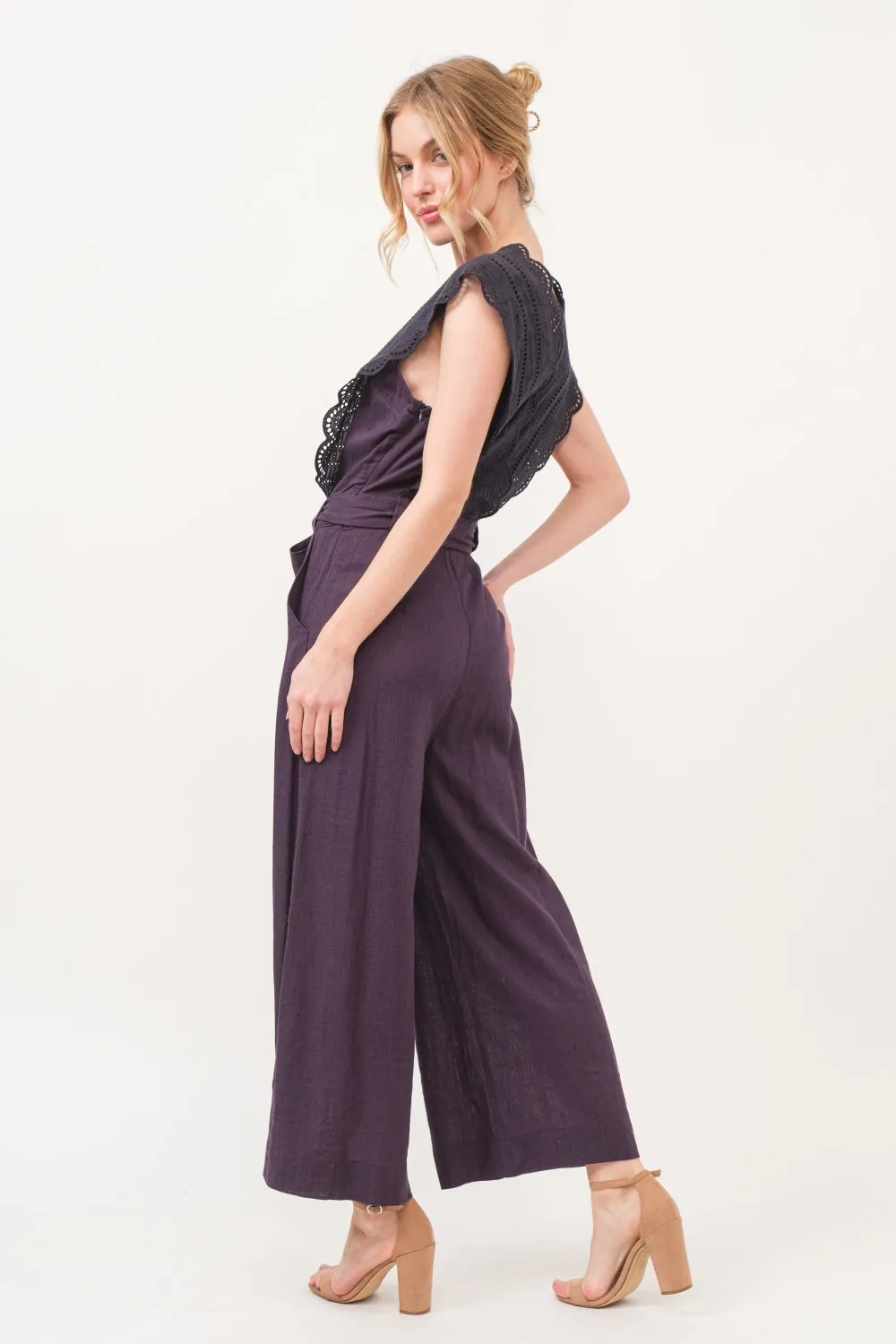 And The Why Laced Surplice Tie Waist Jumpsuit sold by Unique Kulture product image thumbnail 2