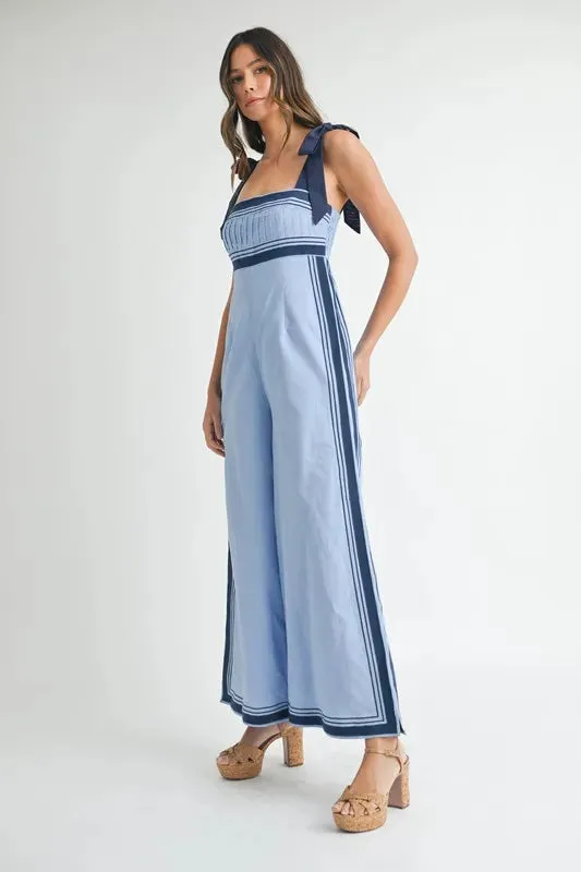 MABLE Linen Mix Chevron Sail Shoulder Strap Jumpsuit sold by Unique Kulture product image thumbnail 2