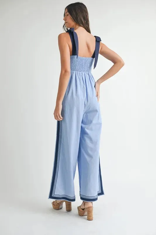 MABLE Linen Mix Chevron Sail Shoulder Strap Jumpsuit sold by Unique Kulture product image thumbnail 5