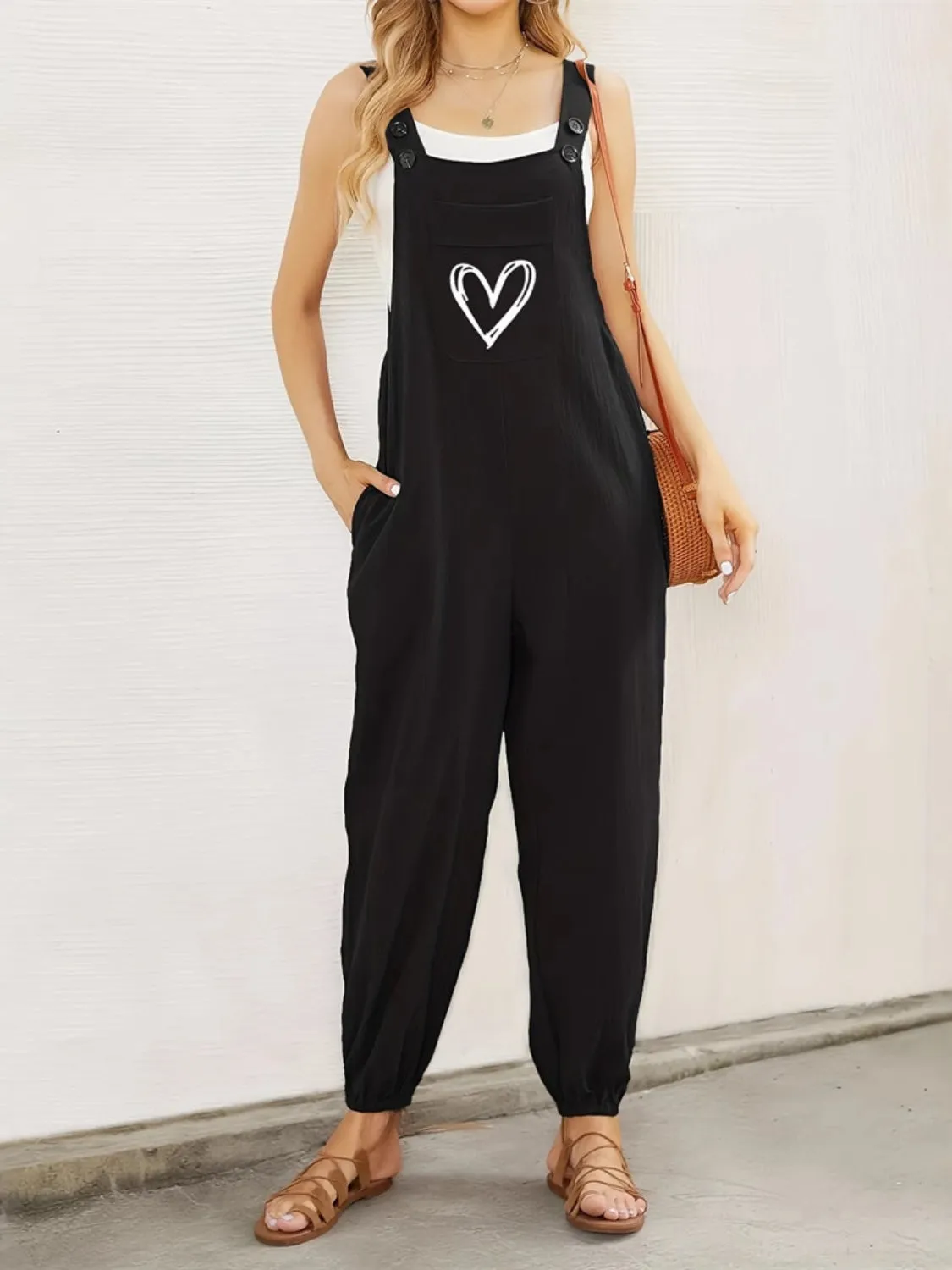 Heart Square Neck Wide Strap Overalls sold by Unique Kulture product image thumbnail 5