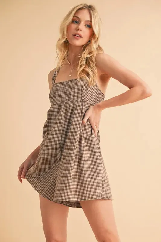 Aemi+Co Plaid Square Neck Romper sold by Unique Kulture product image thumbnail 4
