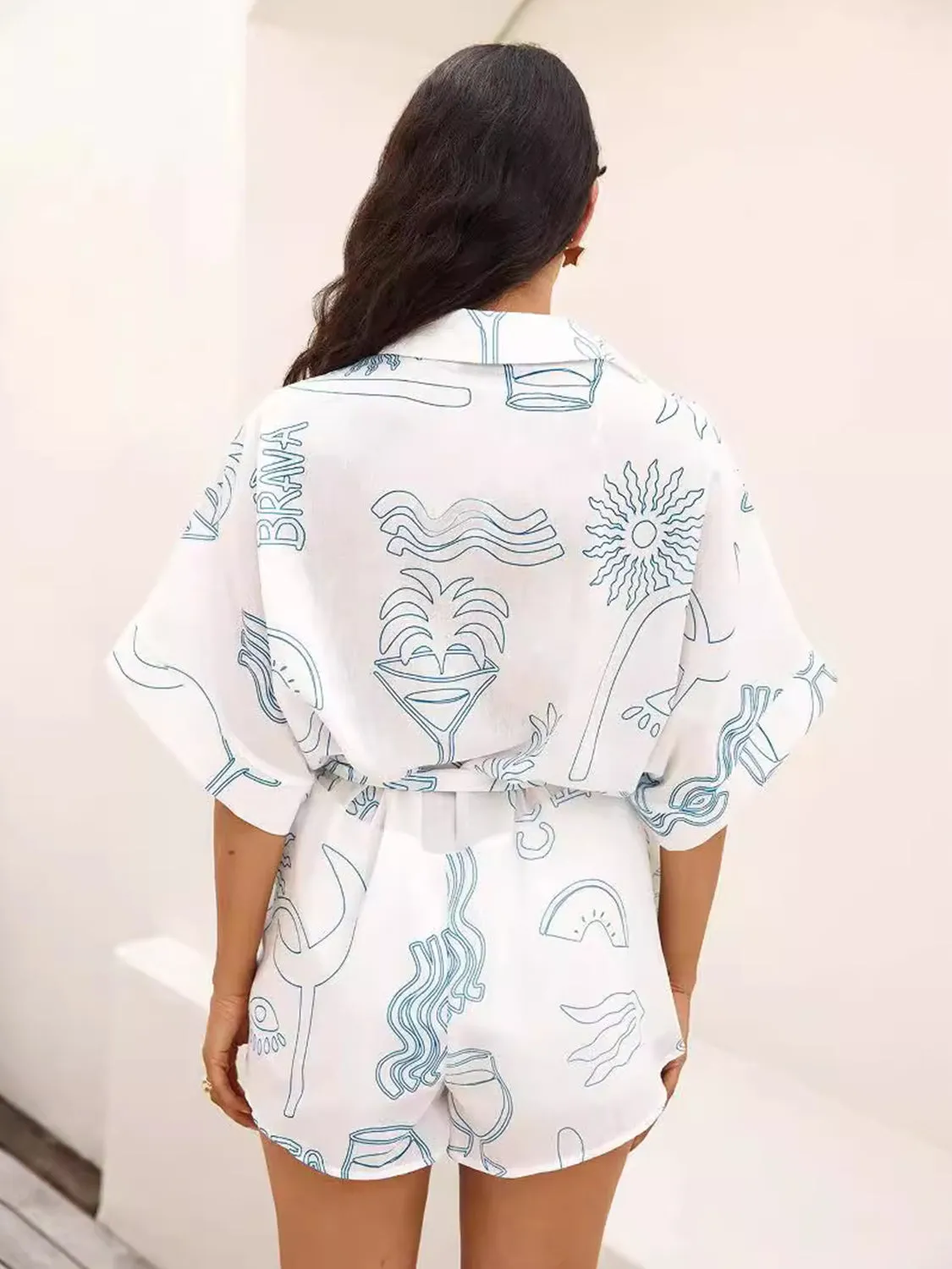 Printed Collared Neck Half Sleeve Romper sold by Unique Kulture product image thumbnail 2