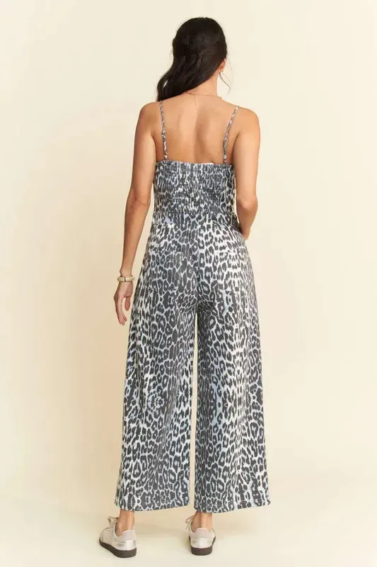 Davi & Dani Leopard Spaghetti Straps Wide Leg Jumpsuit sold by Unique Kulture product image thumbnail 3