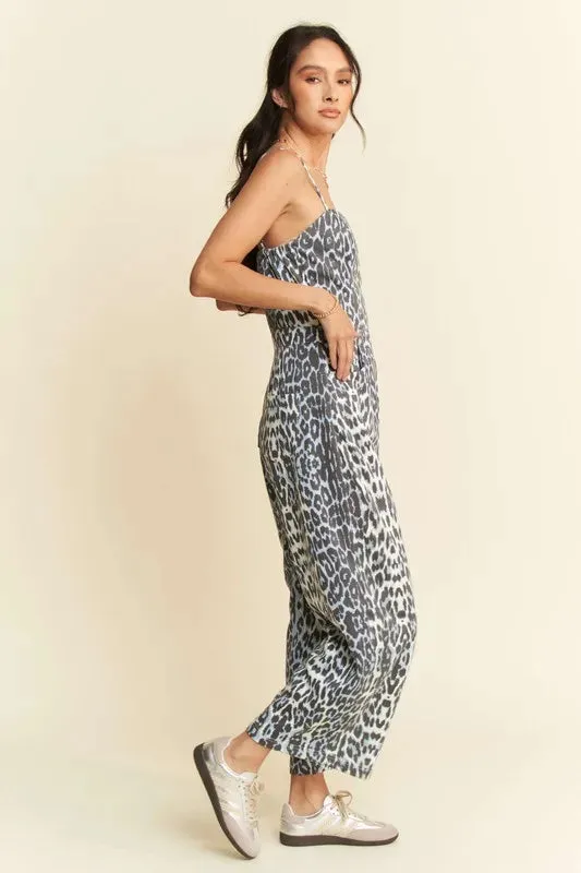 Davi & Dani Leopard Spaghetti Straps Wide Leg Jumpsuit sold by Unique Kulture product image thumbnail 5
