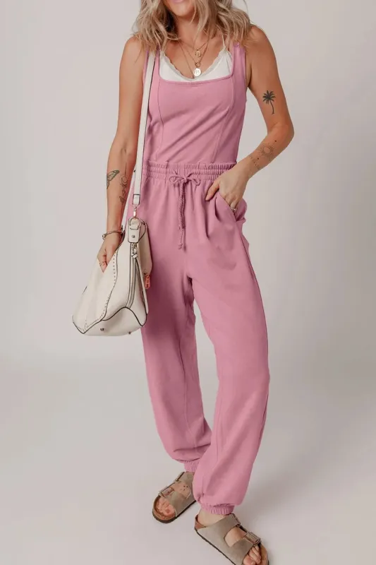 Elastic Waist Sleeveless Square Neck Jumpsuit sold by Unique Kulture