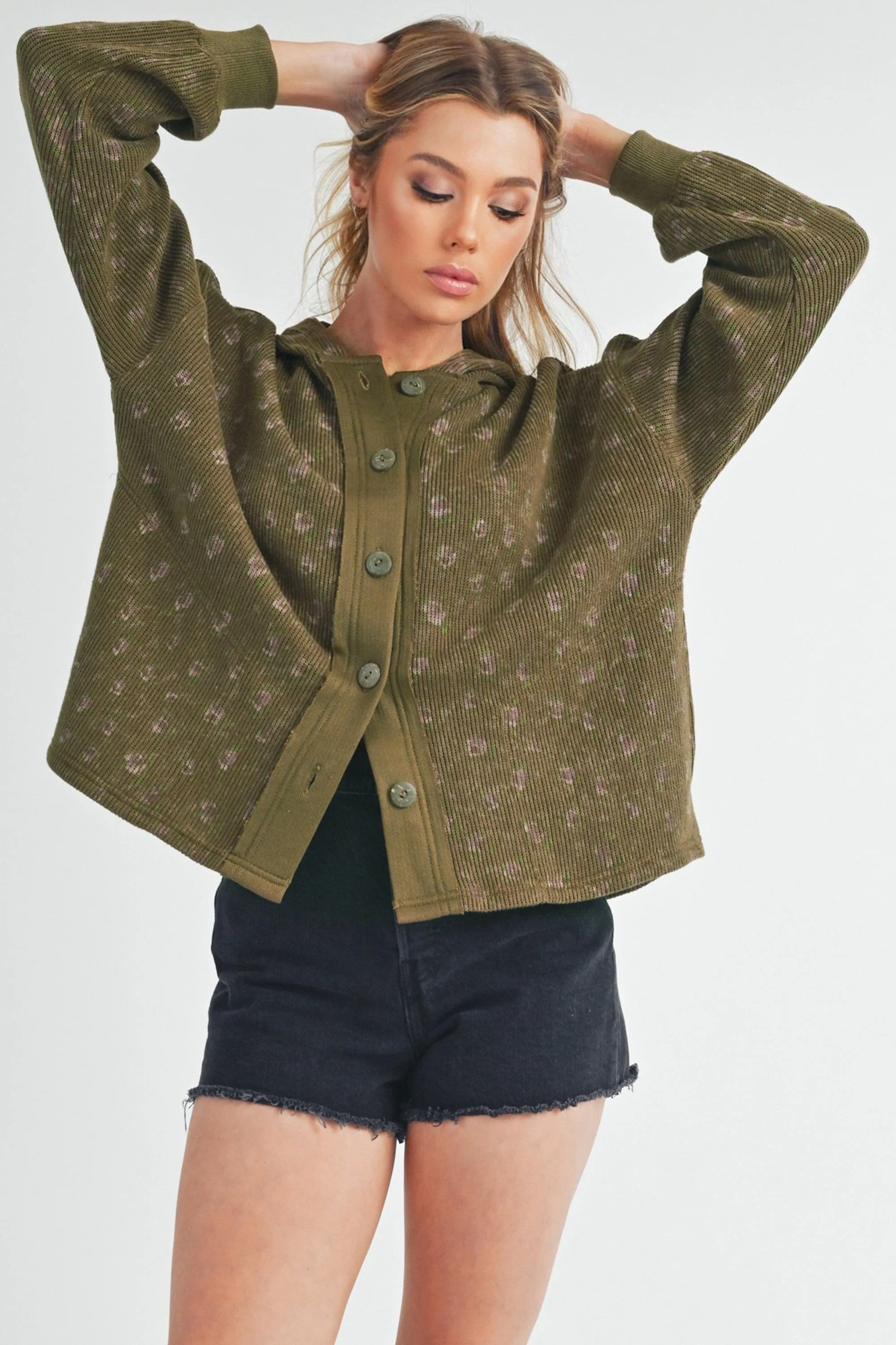 Aemi + Co Floral Button Up Hooded Jacket sold by Unique Kulture product image thumbnail 5