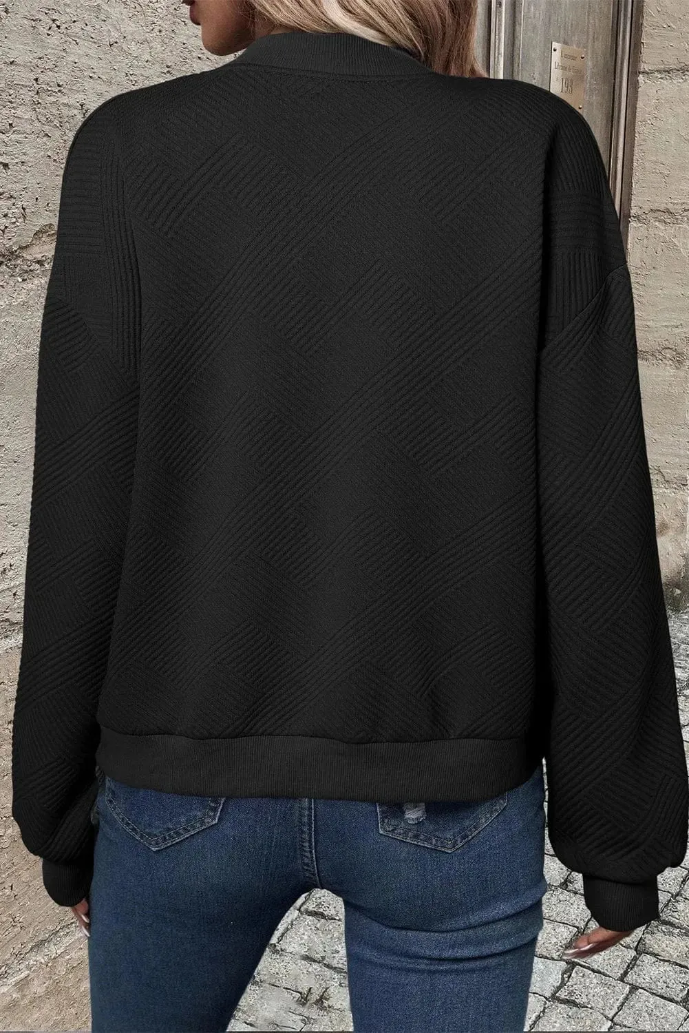 Textured Zip Up Baseball Collar Jacket sold by Unique Kulture product image thumbnail 3