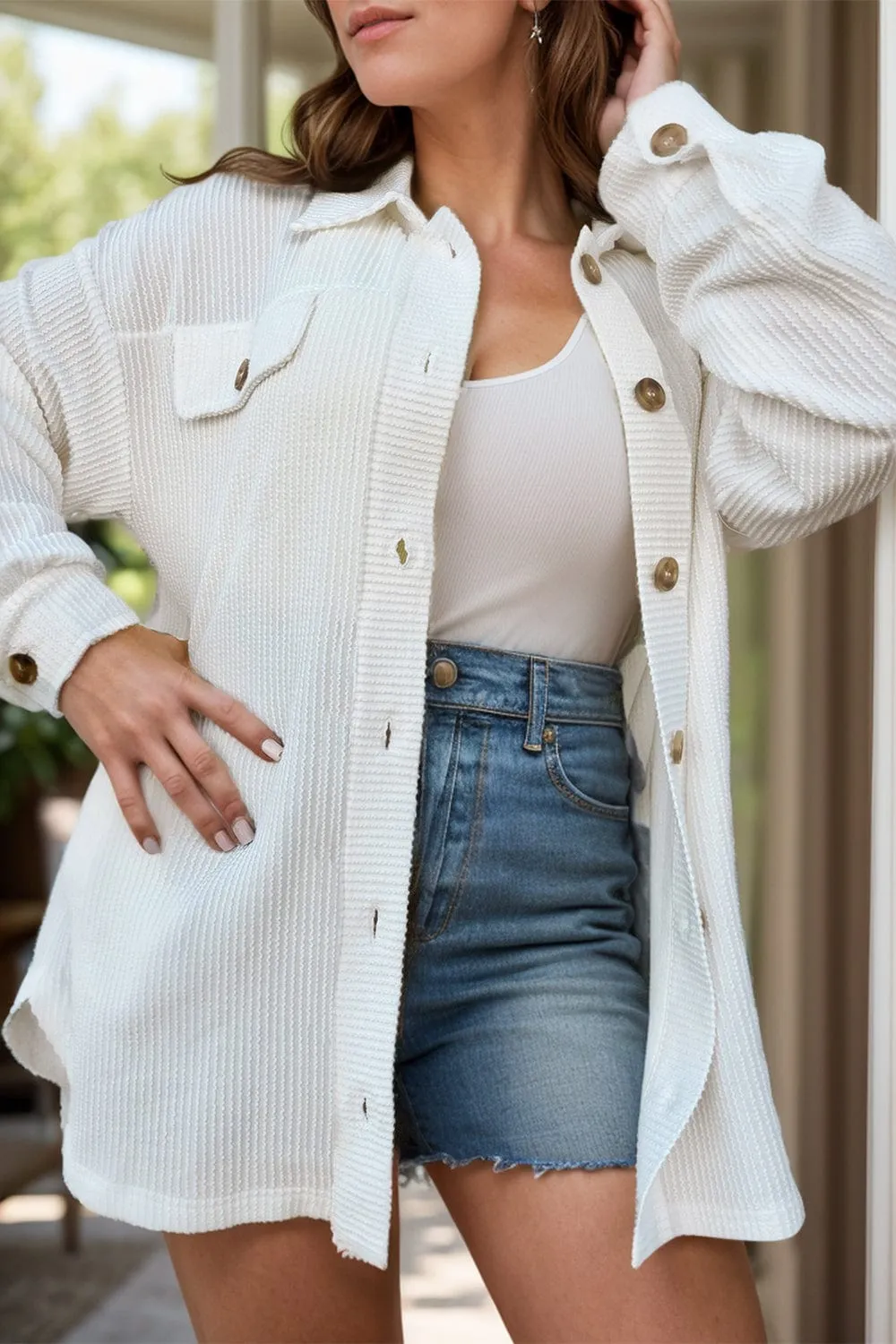 Plus Size Button Up Long Sleeve Jacket sold by Unique Kulture