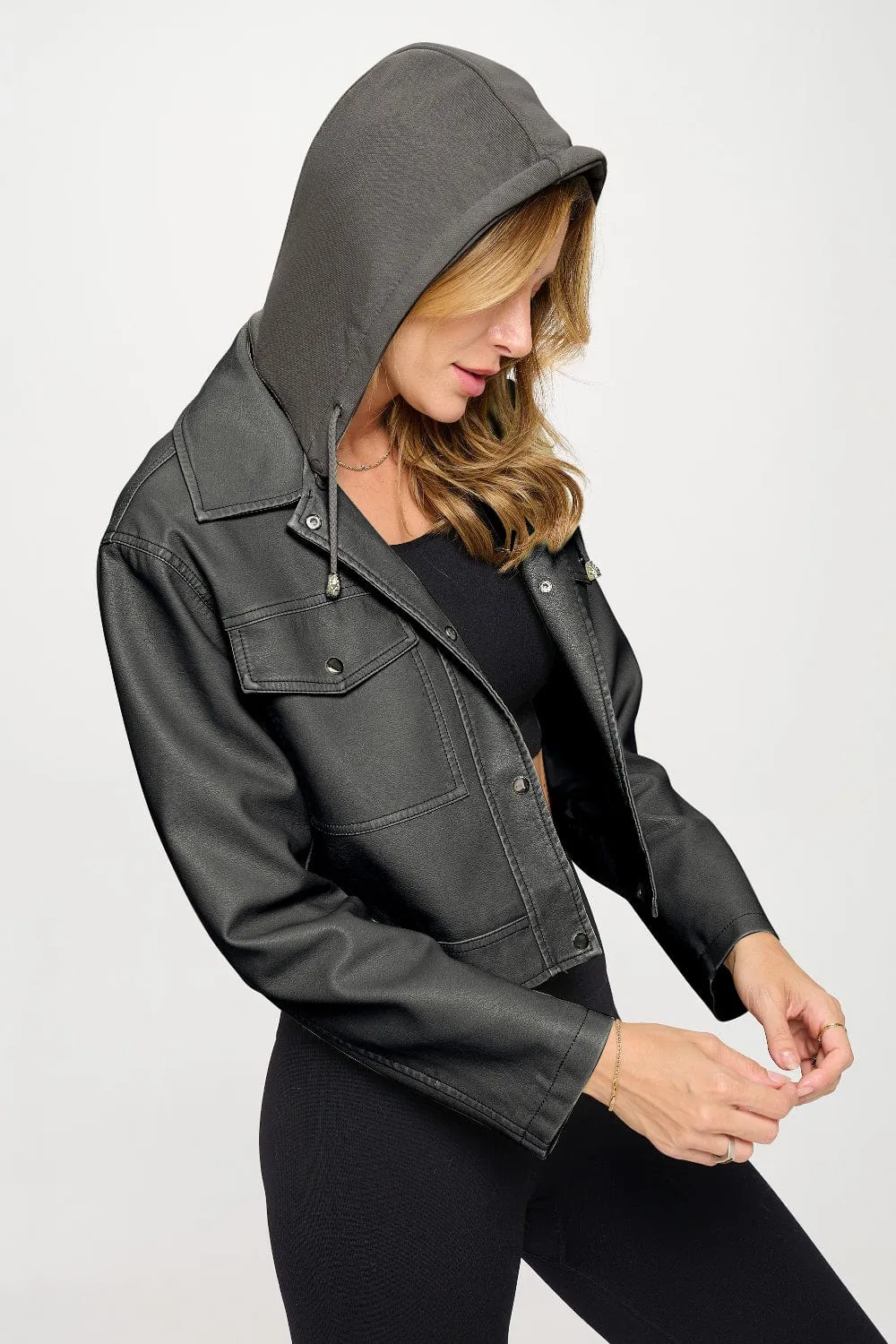 Coalition LA Snap Down Cropped Hooded Jacket sold by Unique Kulture product image thumbnail 3