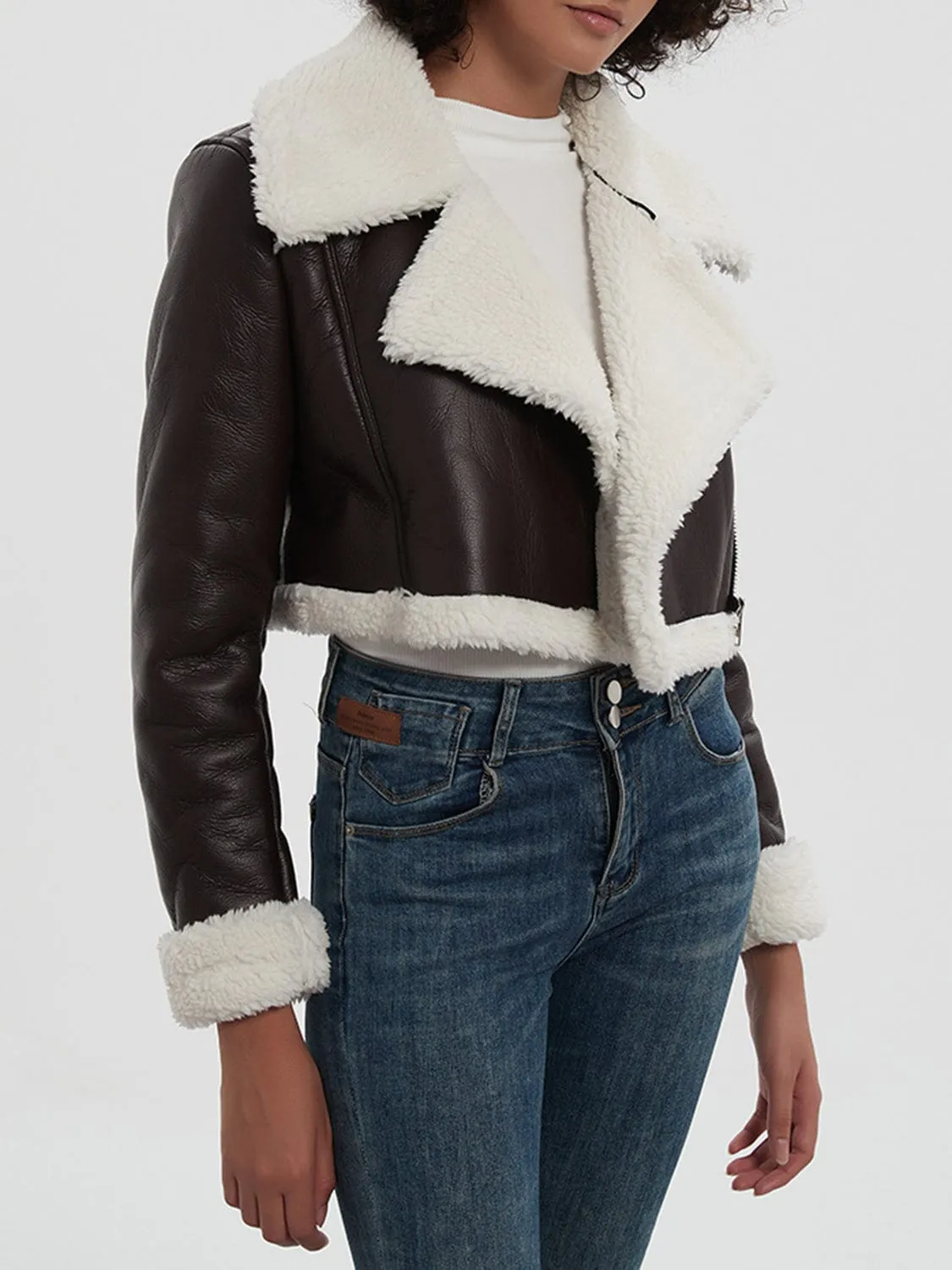 Collared Neck Long Sleeve Plush Cropped Jacket sold by Unique Kulture product image thumbnail 3
