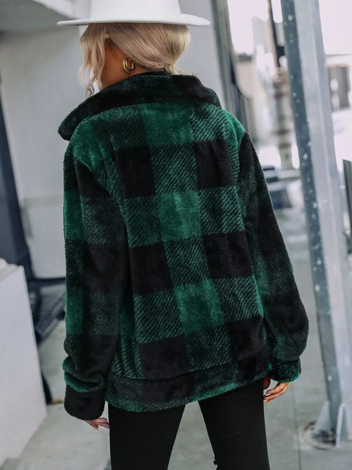 Plaid Zip-Up Collared Jacket sold by Unique Kulture product image thumbnail 2