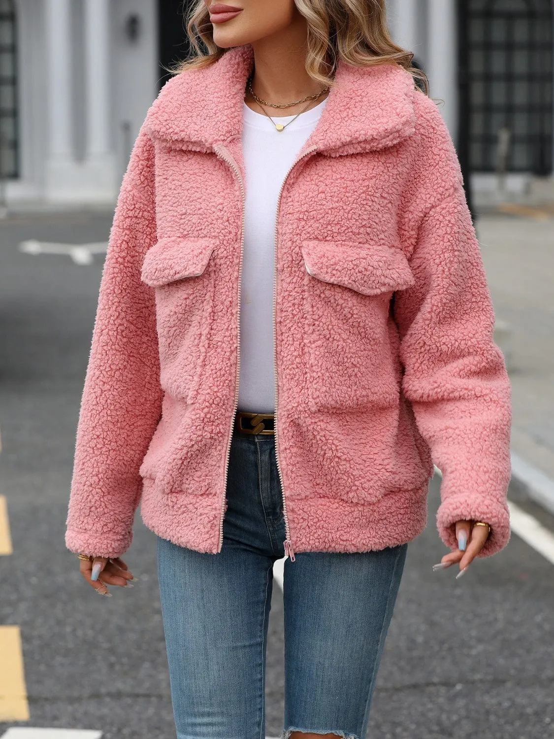 Zip Up Long Sleeve Plush Jacket sold by Unique Kulture product image thumbnail 5