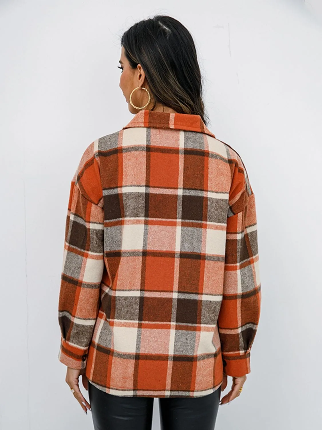 Shiny Plaid Button Up Collared Neck Jacket sold by Unique Kulture product image thumbnail 2