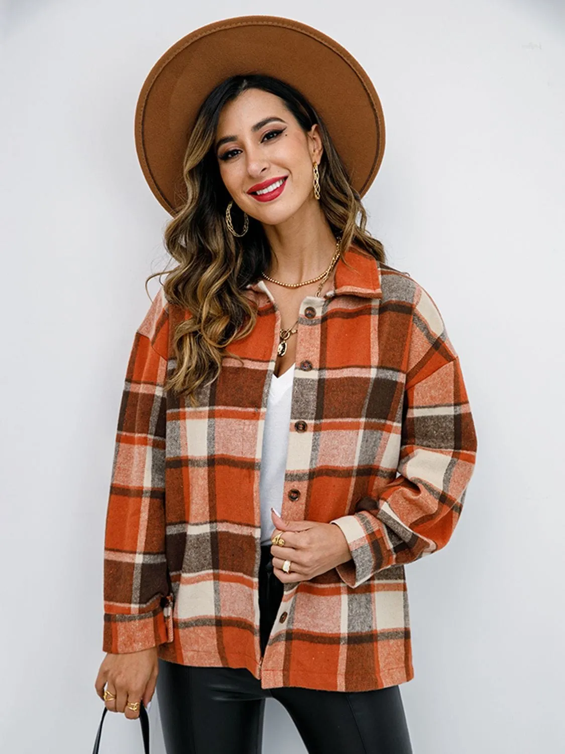 Shiny Plaid Button Up Collared Neck Jacket sold by Unique Kulture product image thumbnail 3