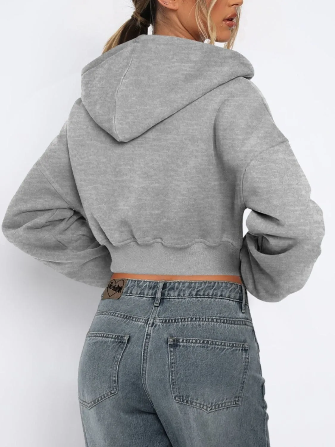 Zip Up Long Sleeve Hooded Cropped Jacket sold by Unique Kulture product image thumbnail 2