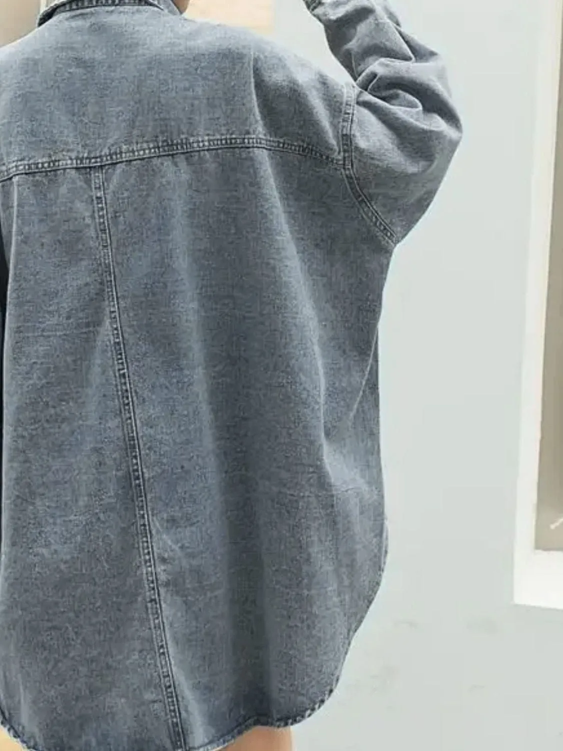 Embroidered Patch Button Up Long Sleeve Denim Jacket sold by Unique Kulture product image thumbnail 2