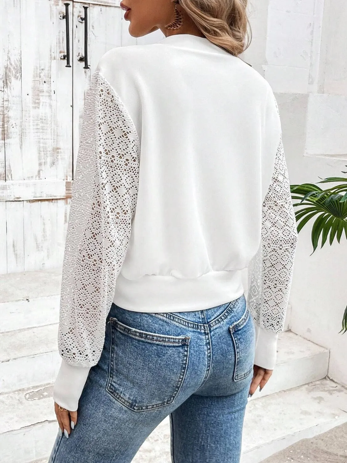 Baseball Collar Lace Patchwork Long Sleeve Jacket sold by Unique Kulture product image thumbnail 4