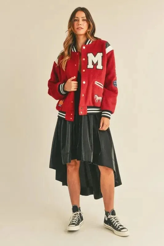 MABLE M Bomber Varsity Jacket with Patch Detail sold by Unique Kulture product image thumbnail 4