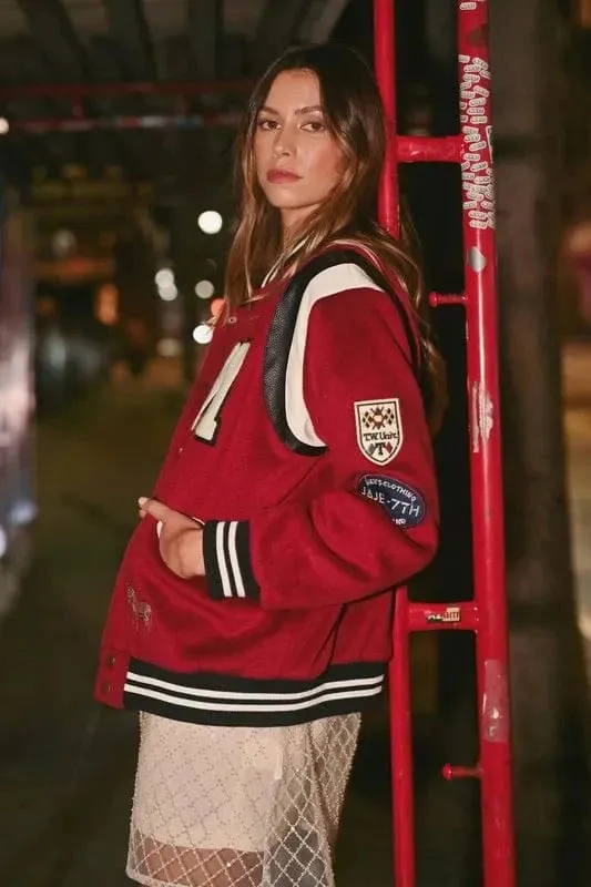 MABLE M Bomber Varsity Jacket with Patch Detail sold by Unique Kulture product image thumbnail 2