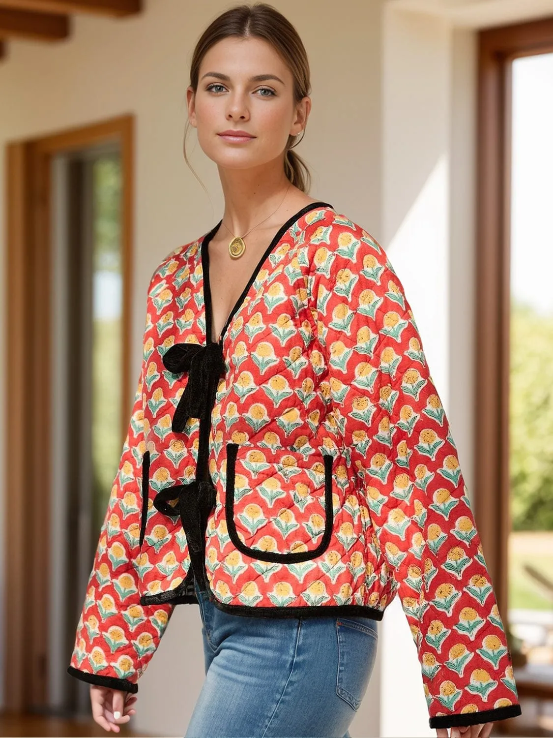 Tied Printed Long Sleeve Jacket sold by Unique Kulture product image thumbnail 4