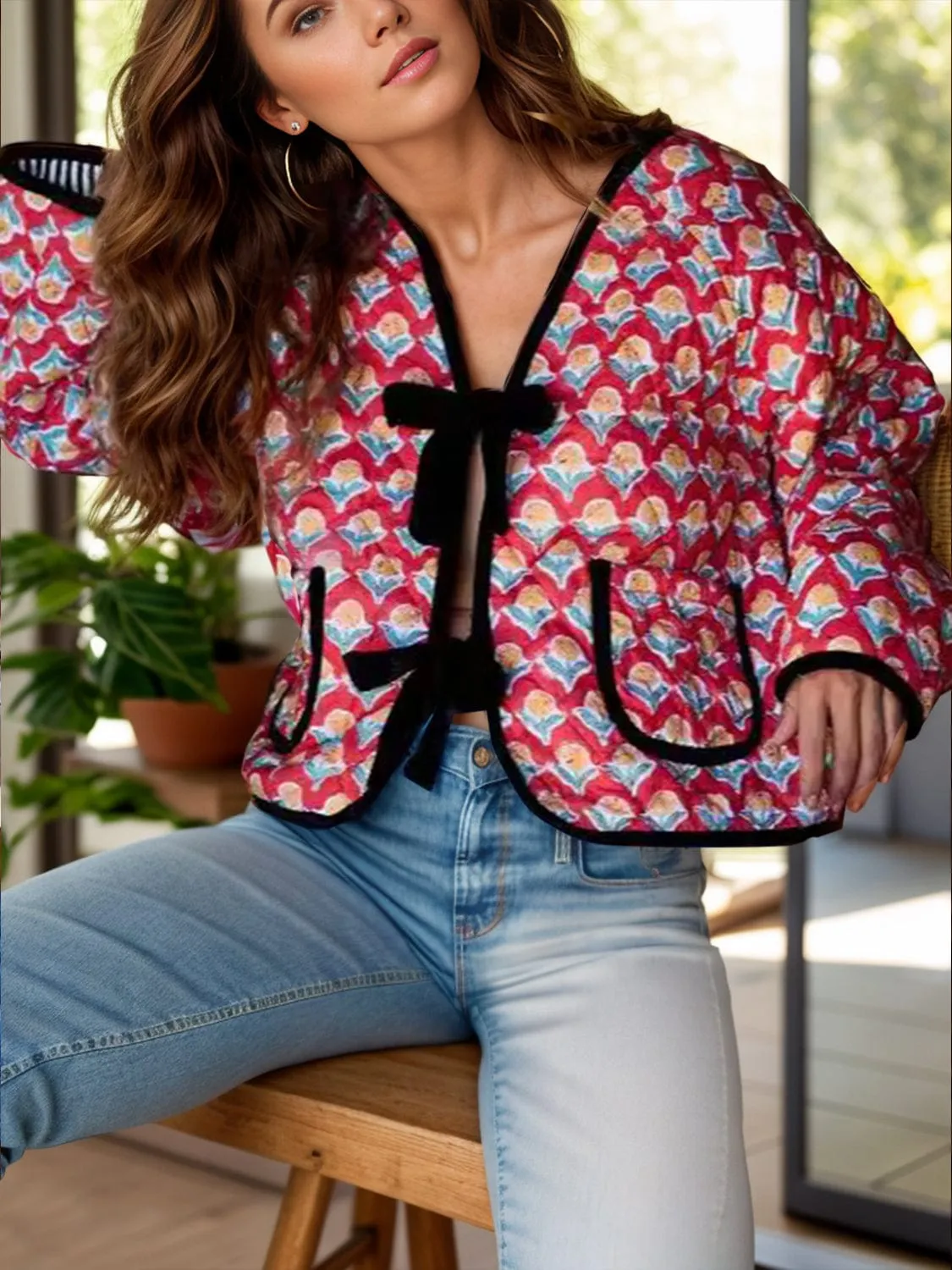 Tied Printed Long Sleeve Jacket sold by Unique Kulture