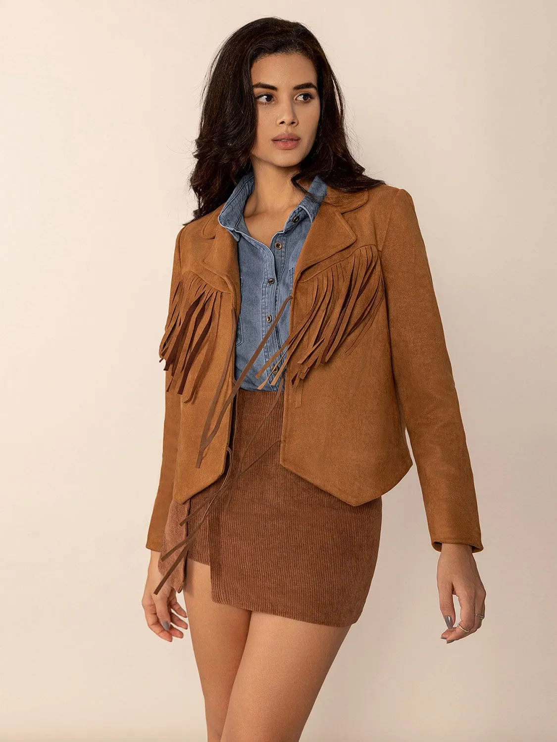 Tied Tassel Collared Neck Long Sleeve Jacket sold by Unique Kulture
