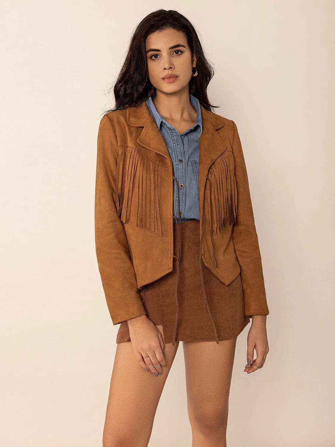 Tied Tassel Collared Neck Long Sleeve Jacket sold by Unique Kulture product image thumbnail 4