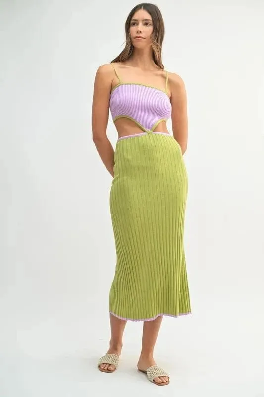 MABLE Ribbed Knit Color Block Cutout Midi Dress sold by Unique Kulture product image thumbnail 5