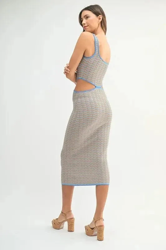 MABLE Multi Color Chevron Knit Bodycon Midi Dress sold by Unique Kulture product image thumbnail 5