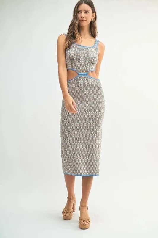 MABLE Multi Color Chevron Knit Bodycon Midi Dress sold by Unique Kulture product image thumbnail 3