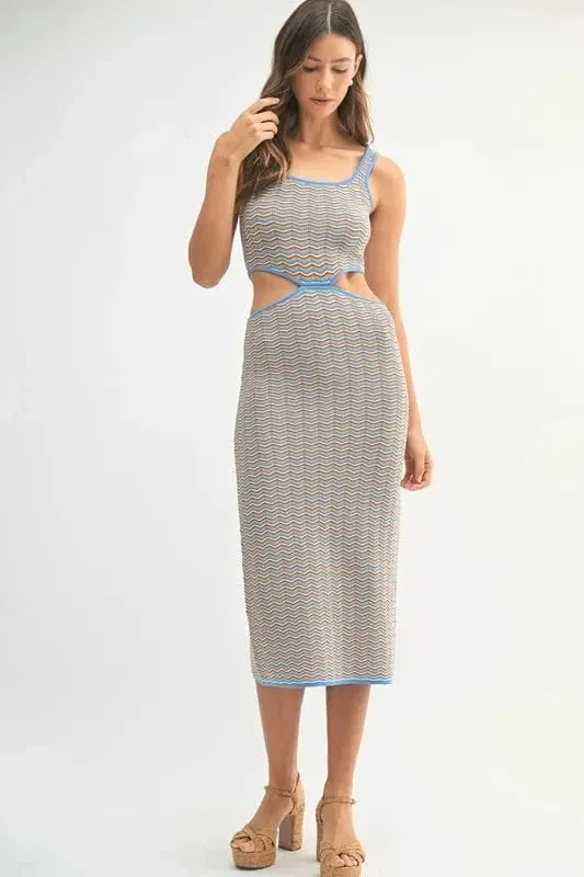 MABLE Multi Color Chevron Knit Bodycon Midi Dress sold by Unique Kulture product image thumbnail 4