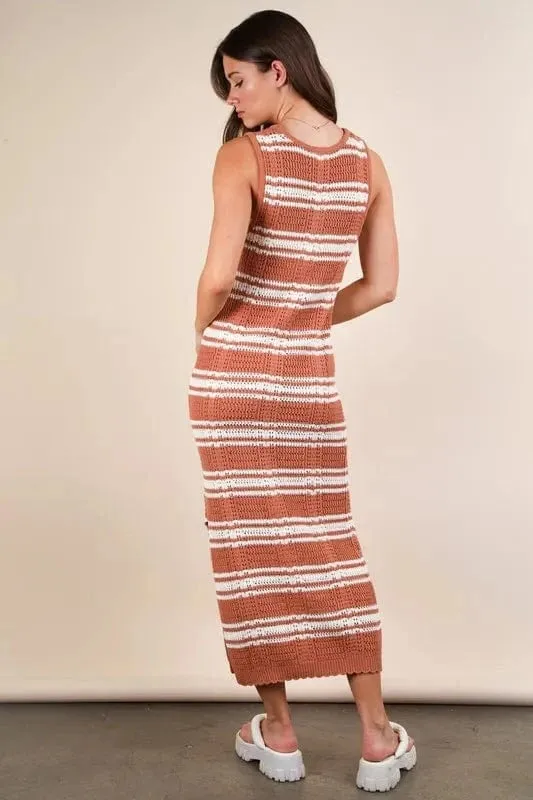 VERY J Stripe Knit Casual Sweater Midi Dress sold by Unique Kulture product image thumbnail 5