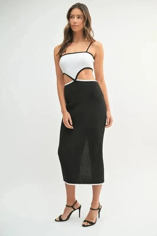 MABLE Ribbed Knit Color Block Cutout Midi Dress sold by Unique Kulture product image thumbnail 4