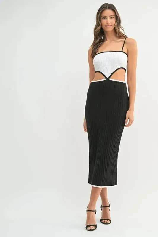 MABLE Ribbed Knit Color Block Cutout Midi Dress sold by Unique Kulture product image thumbnail 5