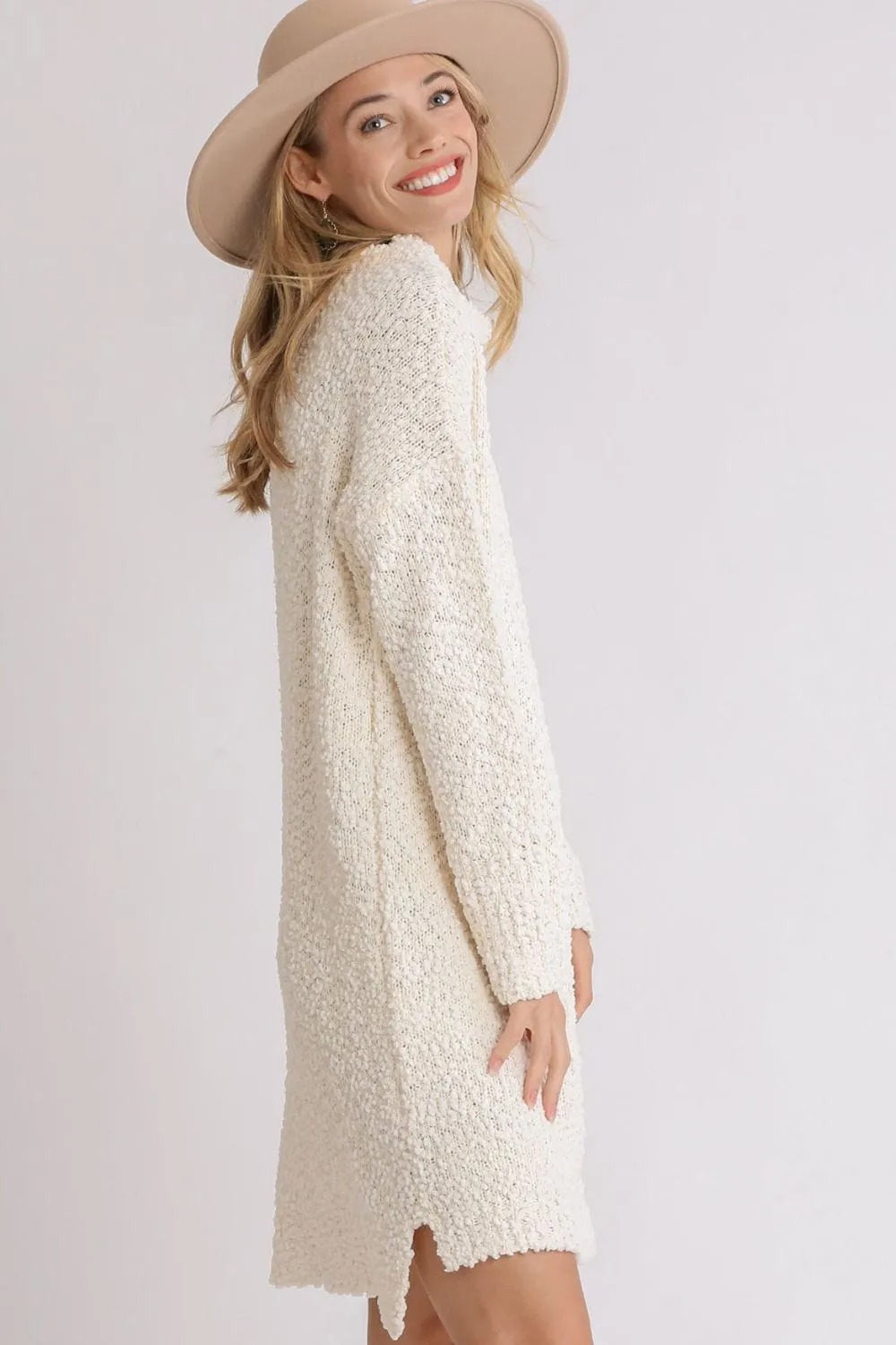 Umgee Full Size High Low Long Sleeve Boucle Sweater Dress Plus Size sold by Unique Kulture product image thumbnail 3