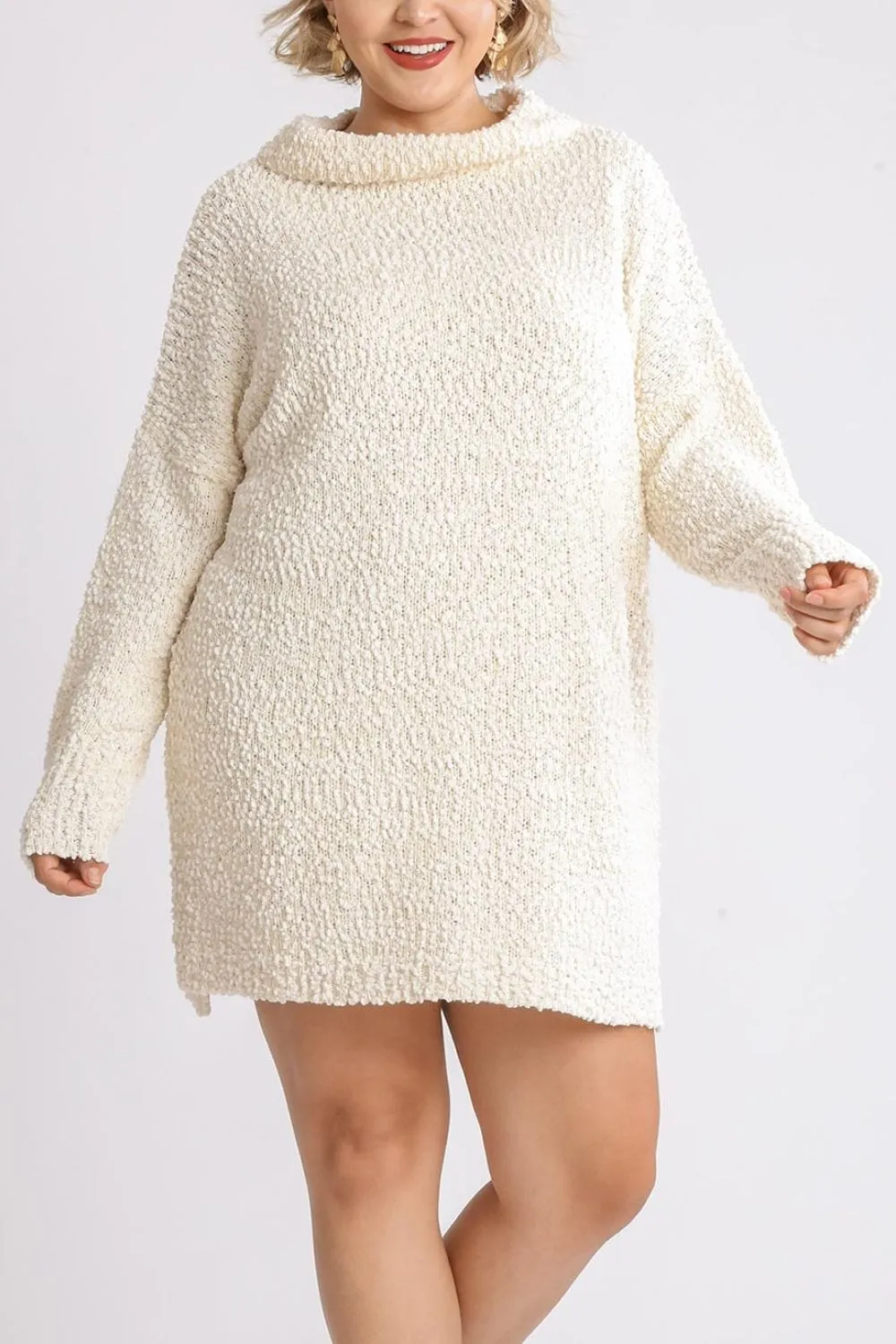 Umgee Full Size High Low Long Sleeve Boucle Sweater Dress Plus Size sold by Unique Kulture product image thumbnail 4