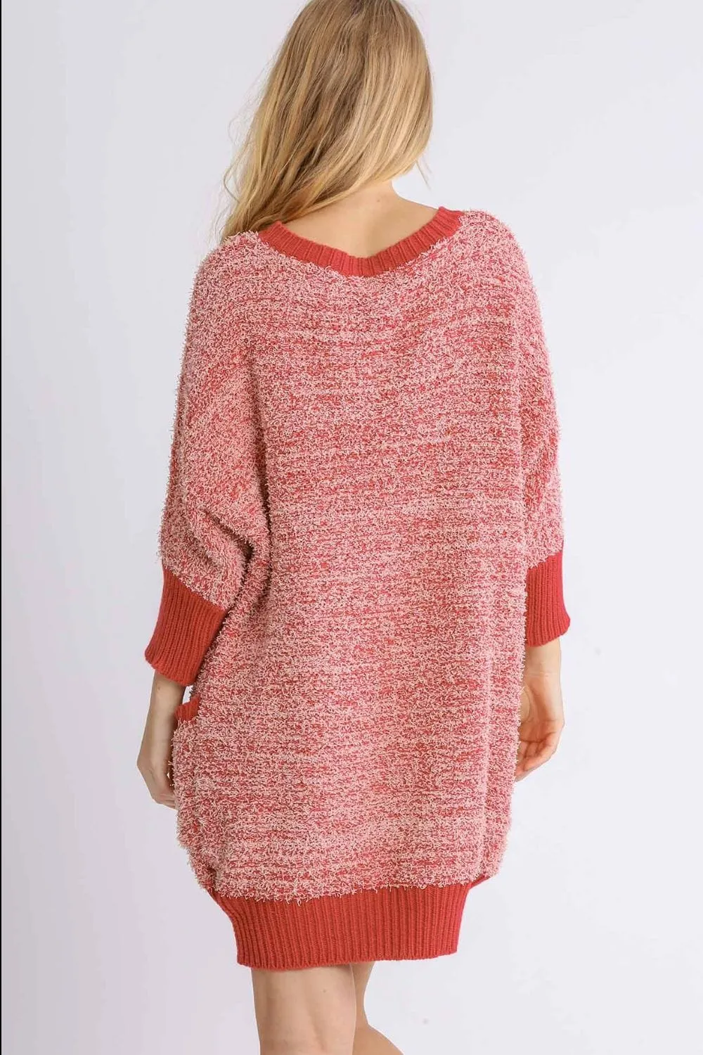 Umgee Full Size Ribbed Hem Round Neck 3/4 Sleeve Sweater Dress with Pockets Plus Size sold by Unique Kulture product image thumbnail 2