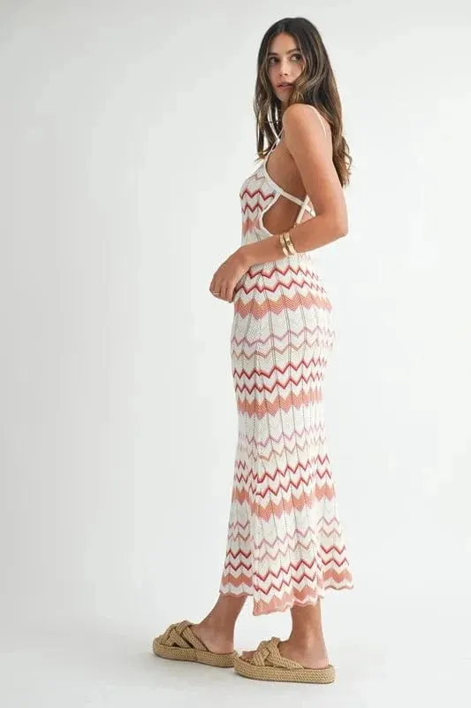 MABLE Lightweight Pointelle Chevron Knit Maxi Dress sold by Unique Kulture product image thumbnail 4