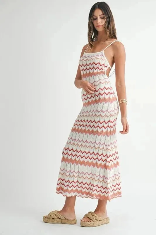 MABLE Lightweight Pointelle Chevron Knit Maxi Dress sold by Unique Kulture product image thumbnail 3