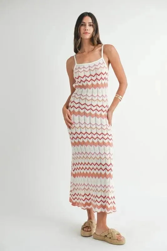 MABLE Lightweight Pointelle Chevron Knit Maxi Dress sold by Unique Kulture product image thumbnail 2