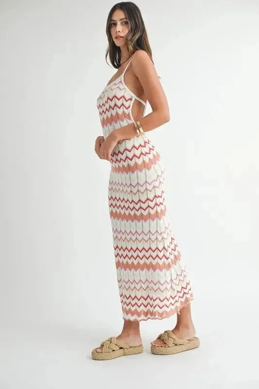MABLE Lightweight Pointelle Chevron Knit Maxi Dress sold by Unique Kulture product image thumbnail 5