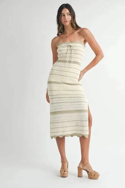 MABLE Contrast Striped Crochet Knit Midi Dress sold by Unique Kulture product image thumbnail 5