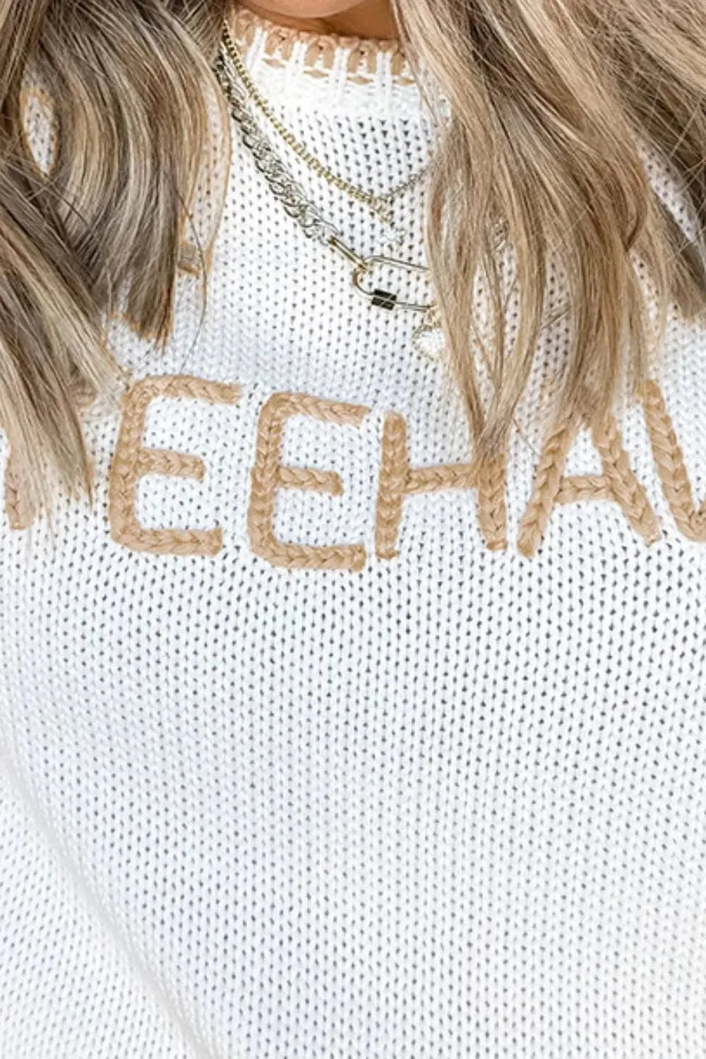 YEEHAW Stitch Edge Crew Neck Knit Top sold by Unique Kulture product image thumbnail 5