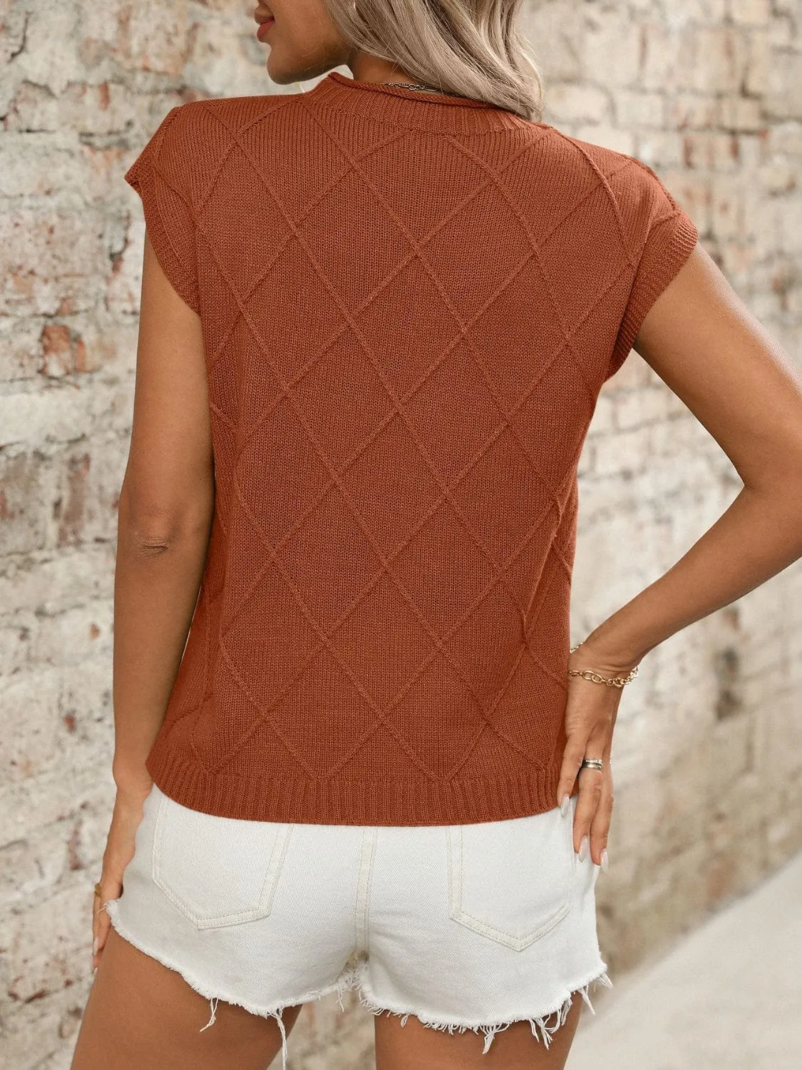 Round Neck Cap Sleeve Knit Top sold by Unique Kulture product image thumbnail 5