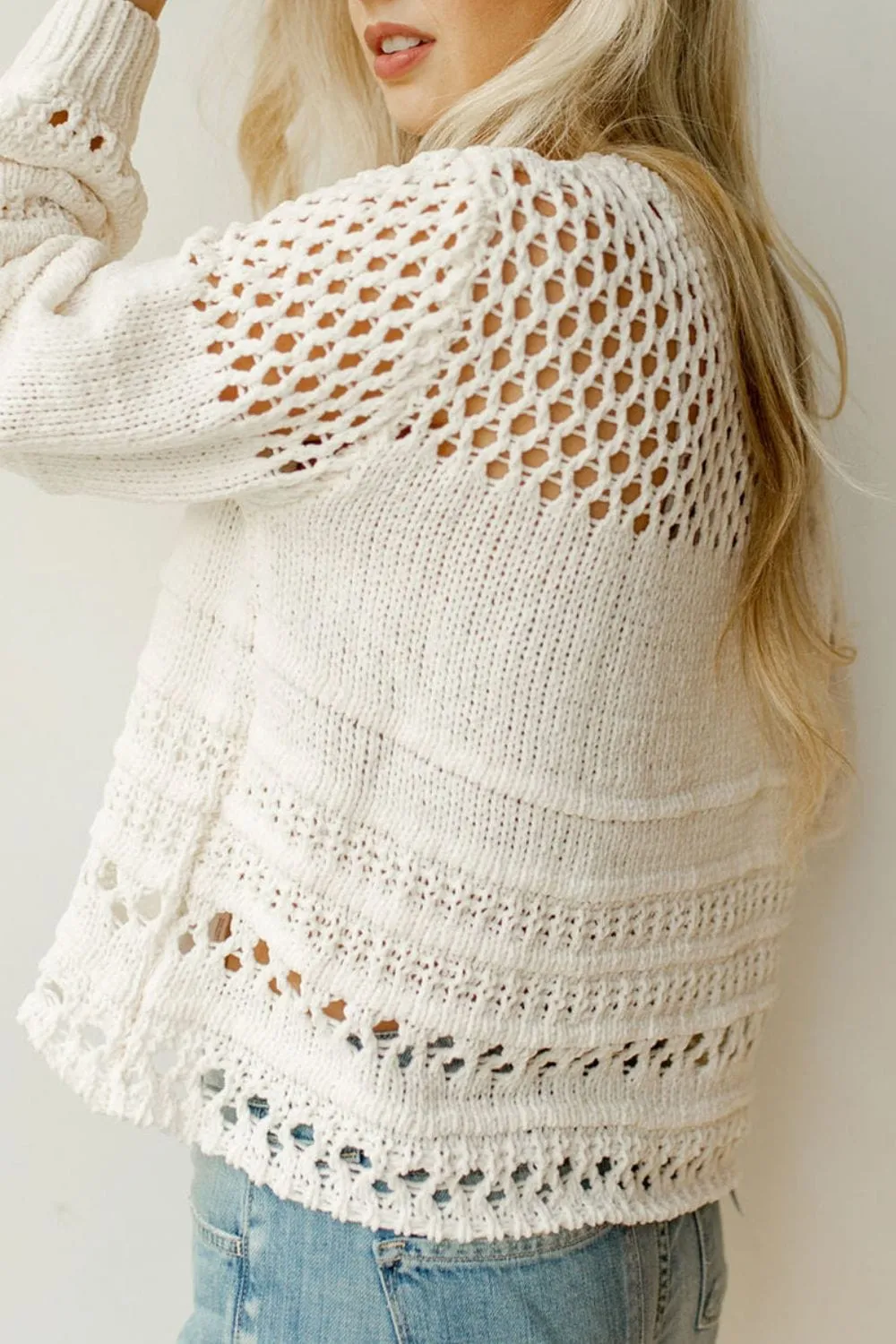 Pointelle Knit Puff Sleeve Sweater sold by Unique Kulture product image thumbnail 4