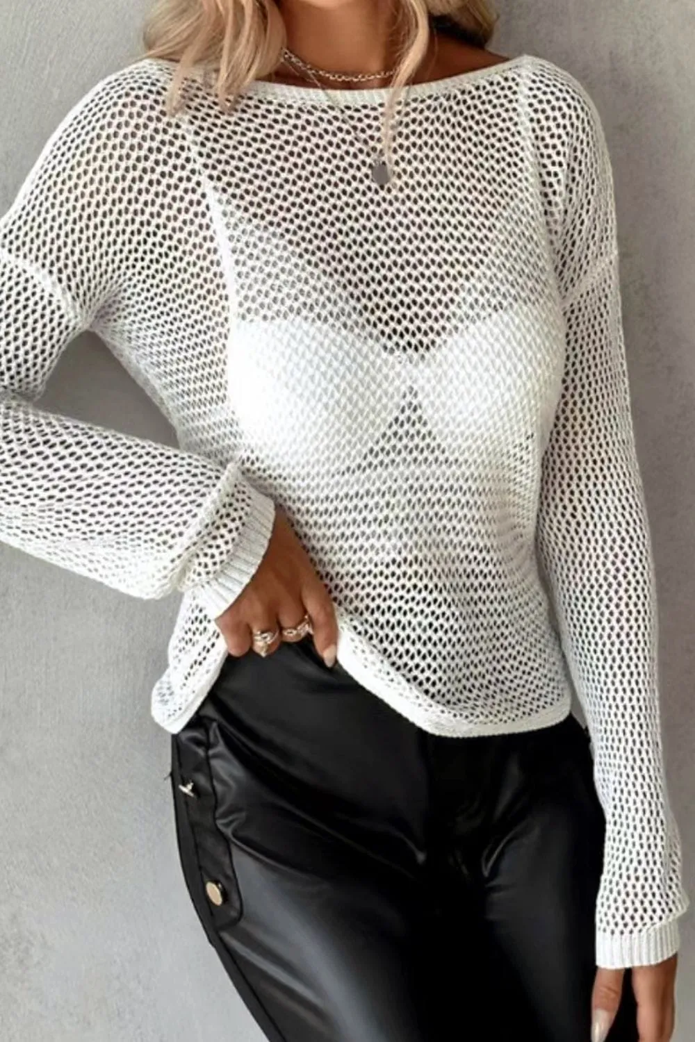 Twisted Backless Round Neck Knit Cover Up sold by Unique Kulture product image thumbnail 2